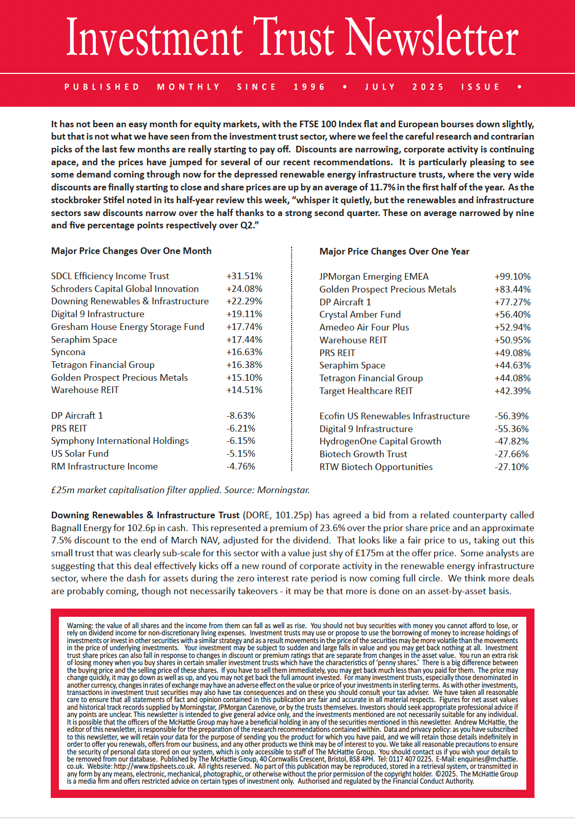 Investment Trust Newsletter - One Year Digital Subscription